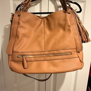 Women's Tan Leather Hobo Handbag - Classic Everyday Tote